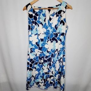 dBy‎ Ltd V Neck Blue Black Flower Print Dress 6